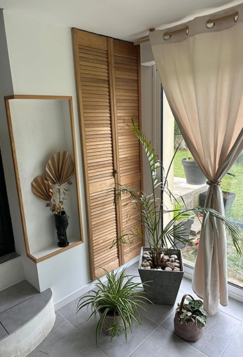 Salon vert et bois